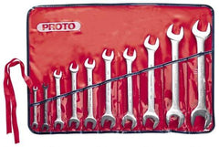 Proto - 10 Piece, 1/4" x 5/16" to 1-1/16" x 1-1/8", Open End Wrench Set - Inch Measurement Standard, Satin Finish, Comes in Nylon Roll - All Tool & Supply