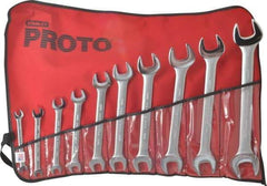 Proto - 10 Piece, 6mm x 7mm to 24mm x 26mm, Open End Wrench Set - Metric Measurement Standard, Satin Finish, Comes in Nylon Roll - All Tool & Supply