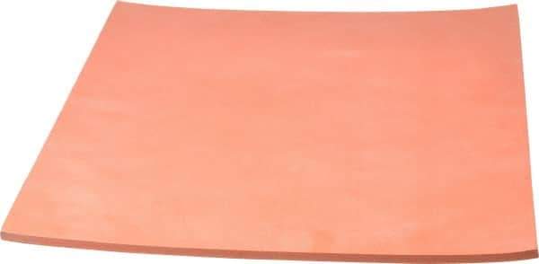 Made in USA - 12" Long, 12" Wide, 1/4" Thick, Silicone Rubber Foam Sheet - 45 to 55 Durometer, Orange-Red, -60 to 600°F, 650 psi Tensile Strength, Plain Backing, Stock Length - All Tool & Supply