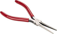 Proto - 6-5/32" OAL, 2-5/32" Jaw Length x 1/2" Jaw Width, Long Nose Needle Nose Pliers - Serrated Jaw, Long Extra Thin Head, Plastisol Handles - All Tool & Supply