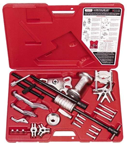 Proto - 22 Piece, 6 Ton Capacity, 7" Spread, Standard Puller Set - 8 Jaws, 6" Reach - All Tool & Supply