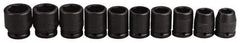 Proto - 10 Piece 3/4" Drive Impact Socket Set - 6 Points, 3/4" to 1-5/16" Range, Inch Measurement Standard - All Tool & Supply