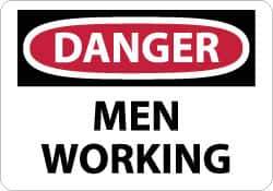 NMC - "Danger - Men Working", 10" Long x 14" Wide, Rigid Plastic Safety Sign - Rectangle, 0.05" Thick, Use for Accident Prevention - All Tool & Supply