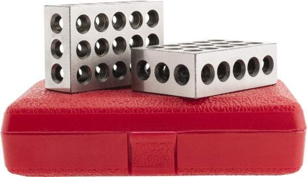 SPI - 0.0001 Squareness Per Inch, Hardened Steel, 1-2-3 Block with 23 Hole Setup Block - 3/8 - 16 Inch Tapped Hole Size, 55-60 Rc Hardness, Sold As Matched Pair - All Tool & Supply