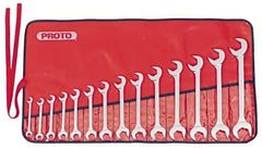 Proto - 14 Piece, 3/8" to 1-1/4", Open End Wrench Set - Inch Measurement Standard, Full Polish Finish, Comes in Nylon Roll - All Tool & Supply