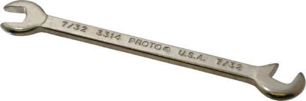 Proto - 7/32" Stubby Open End Wrench - 3" OAL, Double End, Satin Finish, 15° & 75° Head Angle - All Tool & Supply