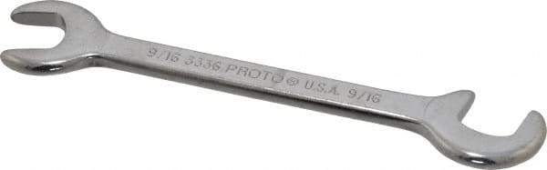 Proto - 9/16" Stubby Open End Wrench - 5-3/4" OAL, Double End, Satin Finish, 15° & 75° Head Angle - All Tool & Supply