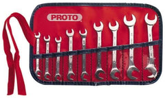 Proto - 9 Piece, 7/32" x 7/32" to 1/2" x 1/2", Open End Wrench Set - Inch Measurement Standard, Satin Finish, Comes in Nylon Roll - All Tool & Supply