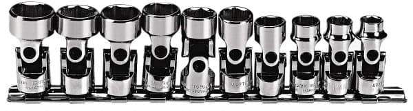 Proto - 10 Piece 3/8" Drive Standard Socket Set - 6 Points, 10 to 19mm, Metric Measurement Standard - All Tool & Supply