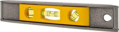 Stanley - Magnetic 9" Long 3 Vial Torpedo Level - Aluminum, Silver/Yellow, 1 45°, 1 Level & 1 Plumb Vials - All Tool & Supply