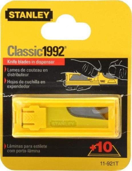 Stanley - 10 Piece Carbon Steel Utility Knife Blade - 2-7/16" OAL, 0.024" Blade Thickness - All Tool & Supply