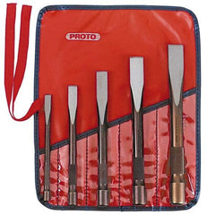 Proto - 5 Piece Cold Chisel Set - 6, 6-13/16, 7-5/8, 8-7/16 & 9-1/4" OAL, Sizes Included 3/8 to 7/8" - All Tool & Supply