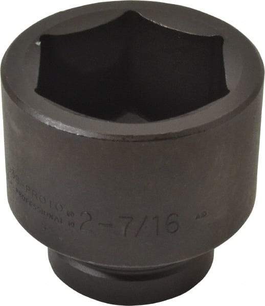 Proto - 1" Drive 2-7/16" Standard Impact Socket - 6 Points, 3-25/64" OAL - All Tool & Supply