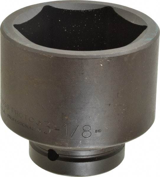 Proto - 1" Drive 3-1/8" Standard Impact Socket - 6 Points, 4-1/16" OAL - All Tool & Supply