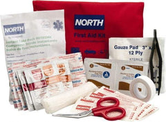 North - 39 Piece, 10 Person, Multipurpose/Auto/Travel First Aid Kit - 4-1/2" Wide x 1-1/2" Deep x 7" High, Nylon Bag - All Tool & Supply