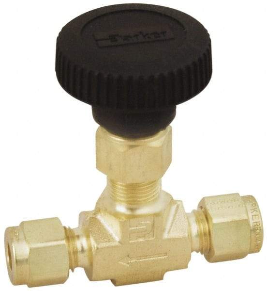 Parker - 3,000 Max psi, 1/8" Pipe, Brass, Inline Instrumentation Needle Valve - All Tool & Supply