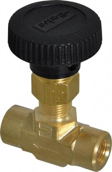 Parker - 3,000 Max psi, 1/8" Pipe, Brass, Inline Instrumentation Needle Valve - FNPT x FNPT End Connections - All Tool & Supply