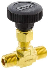 Parker - 3,000 Max psi, 3/8" Pipe, Brass, Inline Instrumentation Needle Valve - MNPT x MNPT End Connections - All Tool & Supply