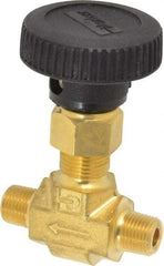 Parker - 3,000 Max psi, 1/8" Pipe, Brass, Inline Instrumentation Needle Valve - MNPT x MNPT End Connections - All Tool & Supply