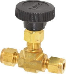 Parker - 3,000 Max psi, 1/4" Pipe, Brass, Inline Instrumentation Needle Valve - All Tool & Supply