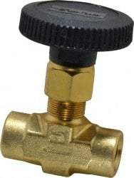 Parker - 3,000 Max psi, 1/4" Pipe, Brass, Inline Instrumentation Needle Valve - FNPT x FNPT End Connections - All Tool & Supply