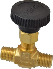 Parker - 3,000 Max psi, 1/4" Pipe, Brass, Inline Instrumentation Needle Valve - MNPT x MNPT End Connections - All Tool & Supply