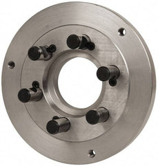 Buck Chuck Company - Adapter Back Plate for 10" Diam Self Centering Lathe Chucks - D1-6 Mount, 3-1/4" Through Hole Diam, 7.858mm ID, 10" OD, 0.985" Flange Height, Steel - All Tool & Supply