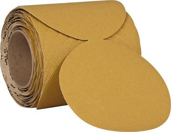 3M - 6" Diam, 60 Grit Aluminum Oxide Adhesive PSA Disc - Medium Grade, Gold, F Weighted Backing, Flexible, Use with Random Orbital Sanders - All Tool & Supply