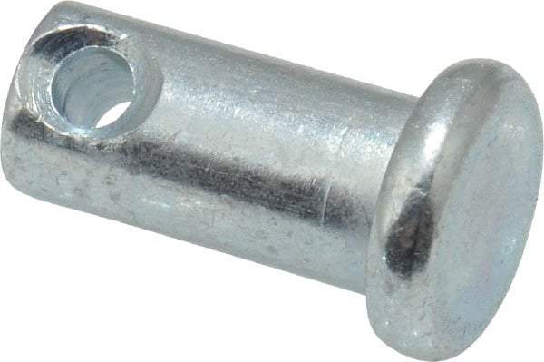 Made in USA - 1/4" Pin Diam, 1/2" OAL, Standard Clevis Pin - 3/32" Hole, 13/32" Usable Length, Zinc-Plated Steel - All Tool & Supply