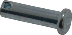 Made in USA - 1/4" Pin Diam, 5/8" OAL, Standard Clevis Pin - 3/32" Hole, 17/32" Usable Length, Zinc-Plated Steel - All Tool & Supply