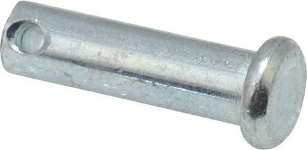 Made in USA - 1/4" Pin Diam, 7/8" OAL, Standard Clevis Pin - 3/32" Hole, 25/32" Usable Length, Zinc-Plated Steel - All Tool & Supply