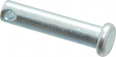 Made in USA - 1/4" Pin Diam, 1-1/8" OAL, Standard Clevis Pin - 3/32" Hole, 1-1/32" Usable Length, Zinc-Plated Steel - All Tool & Supply