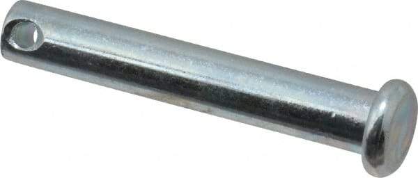 Made in USA - 1/4" Pin Diam, 1-1/2" OAL, Standard Clevis Pin - 3/32" Hole, 1-13/32" Usable Length, Zinc-Plated Steel - All Tool & Supply