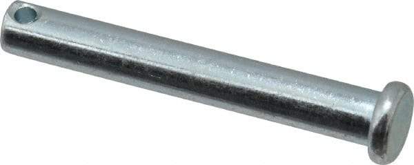 Made in USA - 1/4" Pin Diam, 1-3/4" OAL, Standard Clevis Pin - 3/32" Hole, 1-21/32" Usable Length, Zinc-Plated Steel - All Tool & Supply