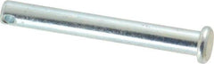 Made in USA - 1/4" Pin Diam, 2" OAL, Standard Clevis Pin - 3/32" Hole, 1-29/32" Usable Length, Zinc-Plated Steel - All Tool & Supply