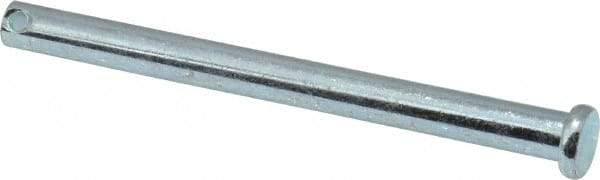 Made in USA - 1/4" Pin Diam, 3" OAL, Standard Clevis Pin - 3/32" Hole, 2-29/32" Usable Length, Zinc-Plated Steel - All Tool & Supply