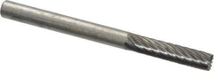 Atrax - 1/8" Cut Diam, 1/8" Shank Diam, Cylinder with End Cut Head Single Cut Burr - Carbide, End Cut End, 9/16" LOC, 1-1/2" OAL - All Tool & Supply