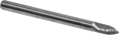 Atrax - 1/8" Cut Diam, 1/8" Shank Diam, Tree Head Single Cut Burr - Carbide, Point End, 5/16" LOC, 1-1/2" OAL - All Tool & Supply