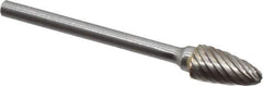 Atrax - 1/4" Cut Diam, 1/8" Shank Diam, Tree with Radius Head Single Cut Burr - Carbide, Radius End, 1/2" LOC, 1-3/4" OAL - All Tool & Supply