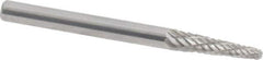 Atrax - 1/8" Cut Diam, 1/8" Shank Diam, Taper Head Double Cut Burr - Radius End, 1/2" LOC, 1-1/2" OAL - All Tool & Supply