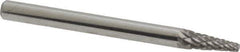 Atrax - 1/8" Cut Diam, 1/8" Shank Diam, Cone Head Double Cut Burr - Carbide, Point End, 3/8" LOC, 1-1/2" OAL - All Tool & Supply