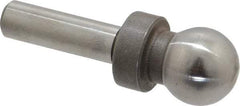 Jergens - 1/2" Ball Diam, 1/4" Shank Diam, Steel Inspection Tooling Ball - Slip-Fit Shank, 1-3/8" Ball Center to Shank Bottom, 1/2" Ball Center to Shoulder Bottom, with Shoulder - All Tool & Supply