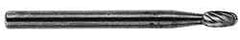 M.A. Ford - 1/8" Cut Diam, 1/8" Shank Diam, Oval Head Single Cut Burr - Carbide, Radius End, 7/32" LOC, 1-1/2" OAL - All Tool & Supply