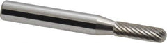 Atrax - 3/16" Cut Diam, 1/4" Shank Diam, Cylinder with Radius Head Single Cut Burr - Carbide, Radius End, 5/8" LOC, 2" OAL - All Tool & Supply