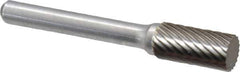 Atrax - 3/8" Cut Diam, 1/4" Shank Diam, Cylinder Head Single Cut Burr - Carbide, Flat End, 3/4" LOC, 2-1/2" OAL - All Tool & Supply