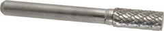 Atrax - 5/16" Cut Diam, 1/4" Shank Diam, Cylinder Head Double Cut Burr - Carbide, Flat End, 3/4" LOC, 2-1/2" OAL - All Tool & Supply