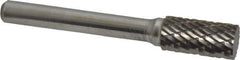 Atrax - 3/8" Cut Diam, 1/4" Shank Diam, Cylinder Head Double Cut Burr - Carbide, Flat End, 3/4" LOC, 2-1/2" OAL - All Tool & Supply