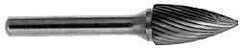 M.A. Ford - 5/8" Cut Diam, 1/4" Shank Diam, Tree Head Single Cut Burr - Carbide, Point End, 1" LOC, 3" OAL - All Tool & Supply