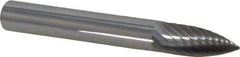 Atrax - 1/4" Cut Diam, 1/4" Shank Diam, Tree Head Single Cut Burr - Carbide, Point End, 5/8" LOC, 2" OAL - All Tool & Supply