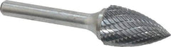 Atrax - 5/8" Cut Diam, 1/4" Shank Diam, Tree Head Double Cut Burr - Carbide, Point End, 1" LOC, 2-3/4" OAL - All Tool & Supply